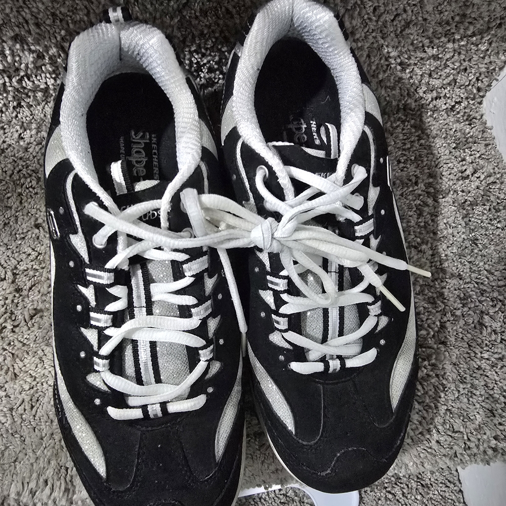 Skechers Black and White Athletic Shoes
